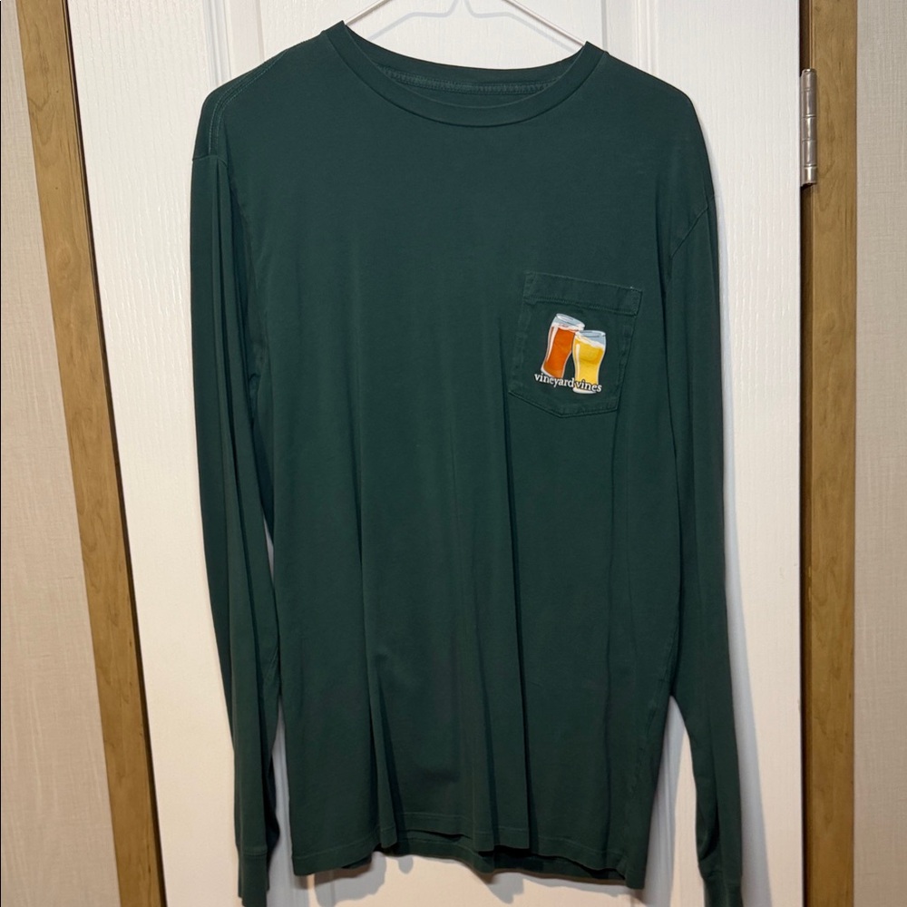 Vineyard Vines Dark Green Beer Flight Long Sleeve